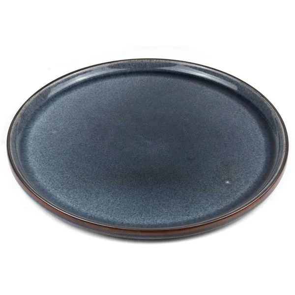 Black Empty Plate Isolated White Background — Stock Photo, Image