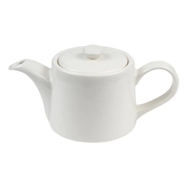Panela Chá Branco Isolado Fundo Branco — Fotografia de Stock