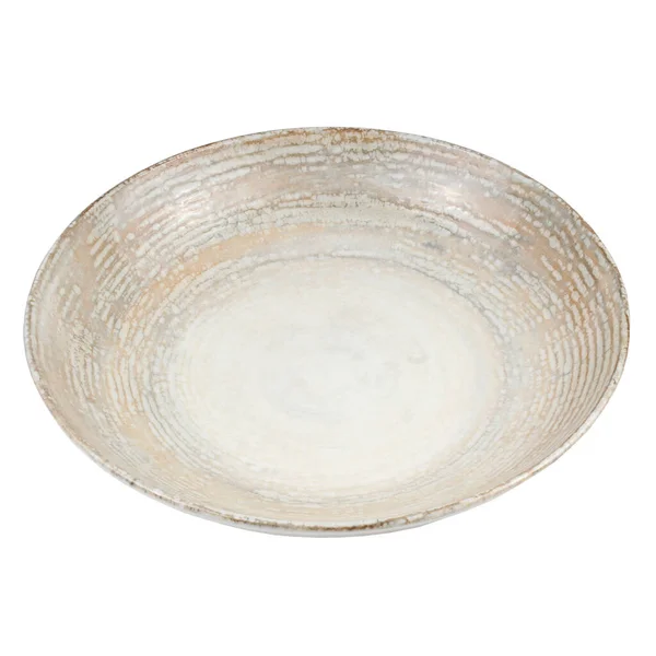 Beige Ceramic Plate Isolated White Background — Stock Photo, Image