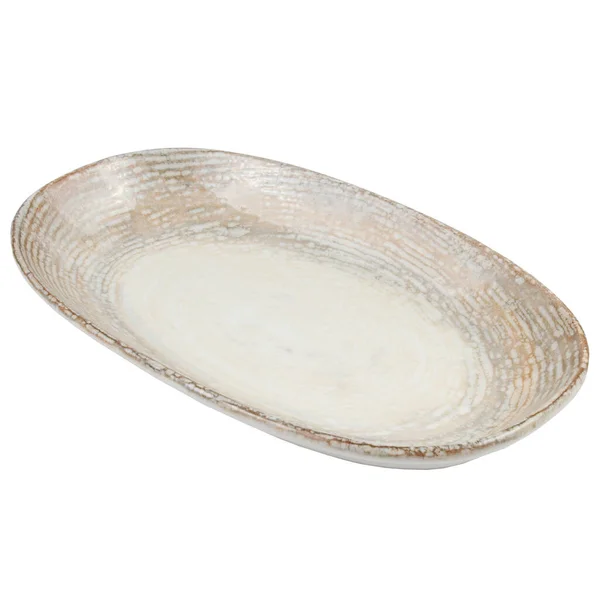 Beige Ceramic Plate Isolated White Background — Stock Photo, Image