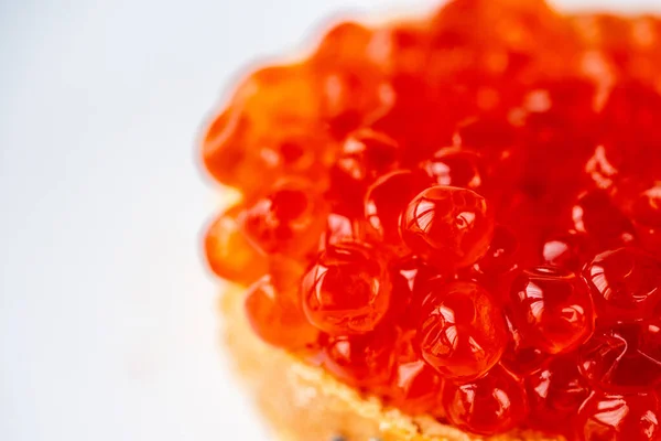 Salmon Red Caviar White Background Red Fish Caviar Spoon Luxury — Stock fotografie