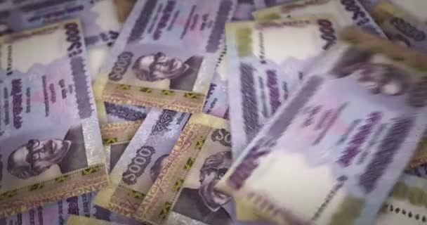 Bangladesh Taka Growing Pile Money Bdt Banknotes Loop Rotaring Seamless — Stockvideo