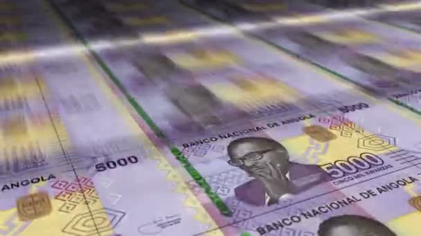 Печать Денежных Листов Анголы Кванза Aoa Banknotes Loop Print Бесшовная — стоковое видео