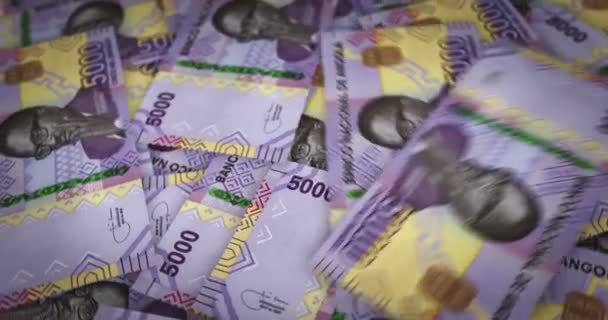 Ангола Кванза Выращивает Кучу Денег Aoa Banknotes Loop Rotaring Бесшовная — стоковое видео
