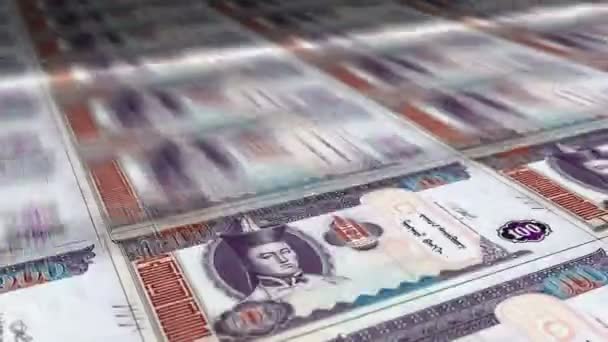 Mongolia Togrog Impresión Hojas Dinero Impresión Bucle Billetes Mnt Concepto — Vídeo de stock