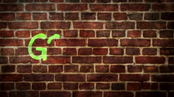 Green Spray Painted Brick Wall Graffiti Art Concept Eco Friendly — Vídeo de stock
