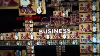 Canada Dollar money loop 3d animation. Camera flying between CAD banknotes. Finance, economy, crisis, business success, recession, debt and tax seamless looped concept.