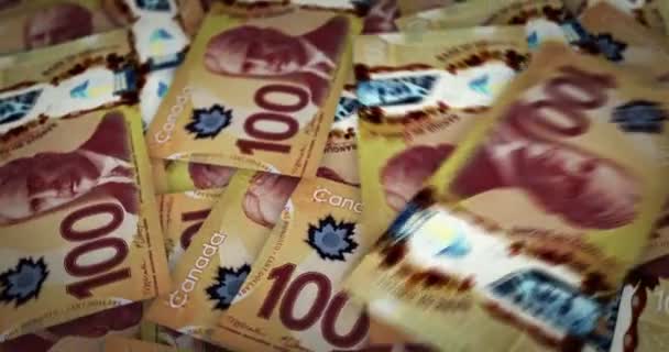 Kanadský Dolar Rostoucí Hromadu Peněz Cad Bankovky Točí Dokola Bezproblémové — Stock video