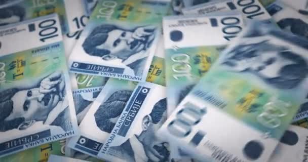 塞尔维亚第纳尔越来越多的钱 Rsd钞票循环旋转 经济危机 通货膨胀和商业的无缝隙循环背景概念 — 图库视频影像