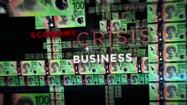 Australië Dollar Geld Lus Animatie Camera Vliegen Tussen Aud Bankbiljetten — Stockvideo