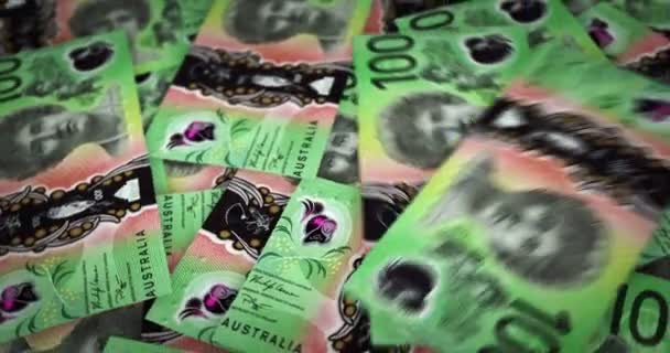 Dollar Australien Pile Croissante Argent Aud Rotaring Boucle Des Billets — Video