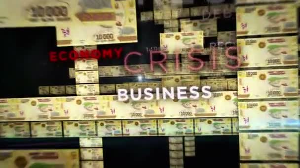 Madagaskar Para Döngüsü Animasyon Mga Banknotları Arasında Uçan Bir Kamera — Stok video