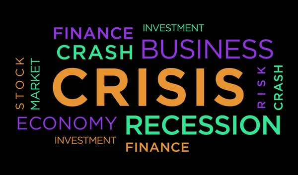 Crisis Kinetische Tekst Abstracte Concept Achtergrond Recessie Business Crash Economie — Stockfoto