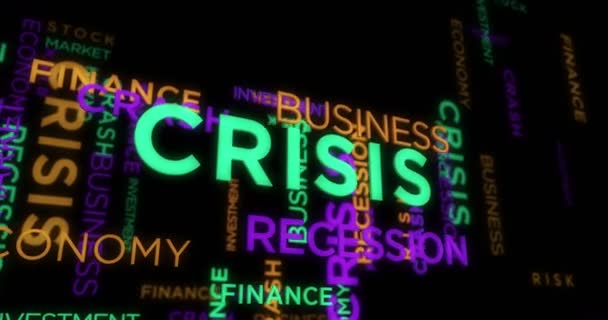 Kryzys Kinetyczny Tekst Abstrakcyjna Koncepcja Animowana Recesja Biznes Krach Gospodarki — Wideo stockowe