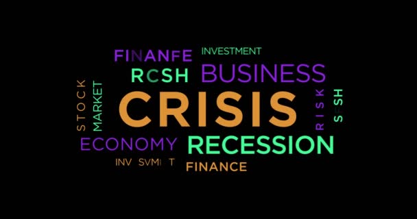 Crisis Kinetische Tekst Abstract Concept Lus Geanimeerd Recessie Business Crash — Stockvideo