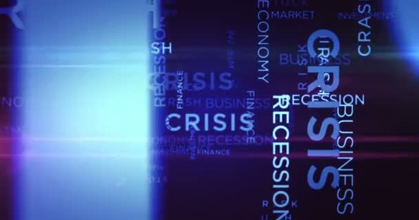 Кризовий Кінетичний Текст Абстрактний Концептуальний Цикл Анімований Рецесія Бізнес Крах — стокове відео
