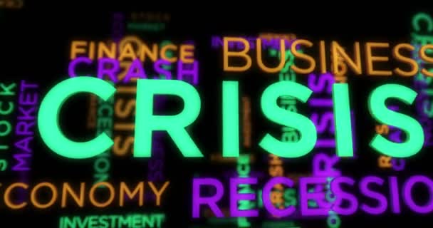 Κινητικό Κείμενο Κρίσης Αφηρημένη Έννοια Βρόχο Κινουμένων Σχεδίων Οικονομική Ύφεση — Αρχείο Βίντεο