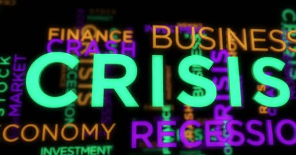 Crisis Kinetic Text Abstract Concept Animated Recession Business Crash Economy — Stock Video