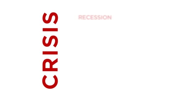 危機運動テキスト抽象概念ループアニメーション 景気後退ビジネスクラッシュ経済と金融ワードタイポグラフィシームレスループ3Dアニメーション — ストック動画