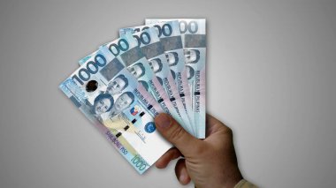 Filipinler Peso para yığını elde 3D resimleme. PHP finans, ekonomi krizi, enflasyon ve iş dünyası kavramını destekliyor.