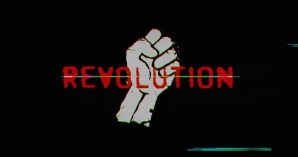 Revolution Fist Symbol Distorted Glitch Effect Illustration Cyber Attack Conflict — Stock Photo, Image
