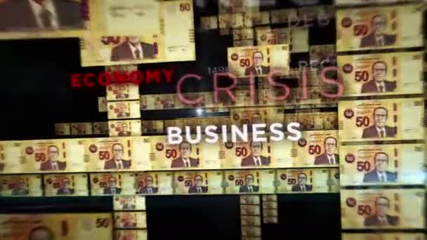 Tunisko Dinár Peníze Smyčka Animace Kamera Letí Mezi Tnd Bankovkami — Stock video
