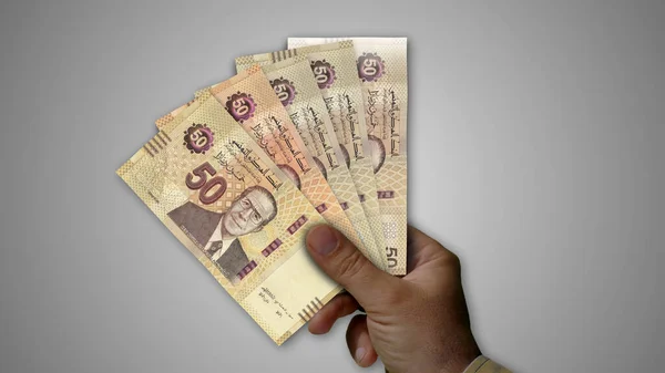 Túnez Dinar Pila Dinero Mano Ilustración Concepto Fondo Los Billetes —  Fotos de Stock