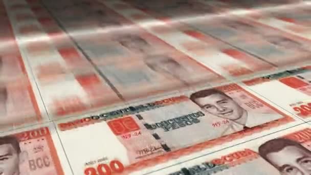 キューバペソのお金シート印刷 Cup銀行券ループ印刷 経済危機 インフレ ビジネスのシームレスでループ化された背景概念 — ストック動画