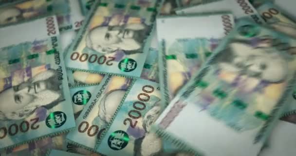 Armenien Dram Växande Hög Med Pengar Rostning Amd Sedelslingor Sömlös — Stockvideo