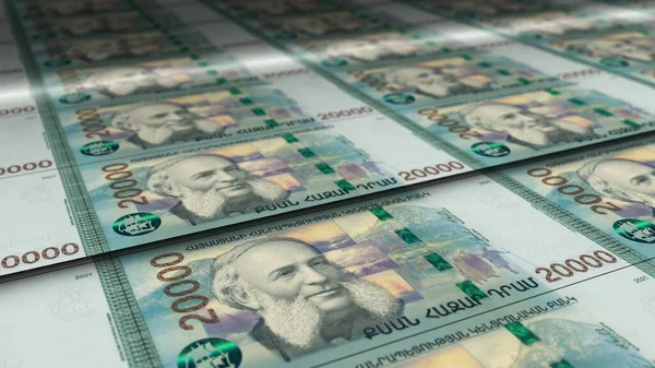 Armênia Dram Folha Dinheiro Impressão Ilustração Notas Amd Conceito Fundo Fotos De Bancos De Imagens