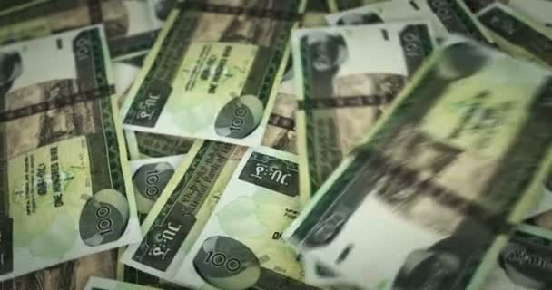 Ethiopië Birr Groeit Veel Geld Etb Bankbiljetten Roteren Naadloze Geschakelde — Stockvideo