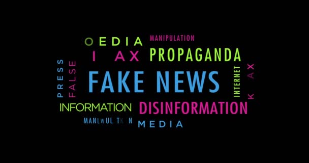 Texto Cinético Falso Conceito Abstrato Animado Desinformação Propaganda Farsa Falsa — Vídeo de Stock
