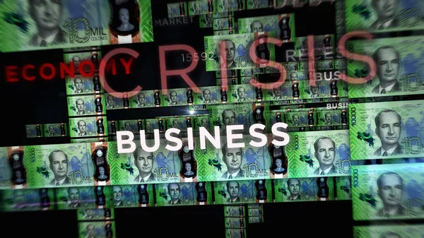 コスタリカお金の3Dイラストのコロン山 Crc銀行券金融 経済危機 インフレ ビジネスの背景概念 — ストック写真