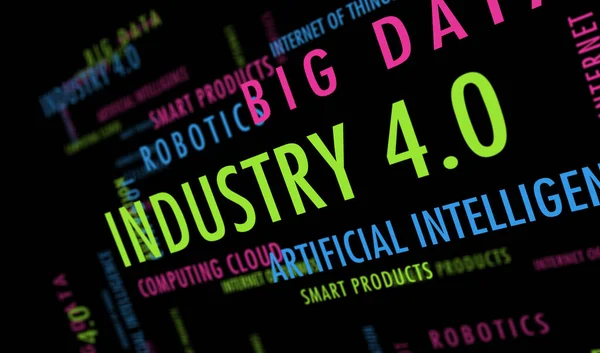 Industry Revolution Kinetic Text Abstract Concept Background Artificial Intelligence Digital — Stock Photo, Image
