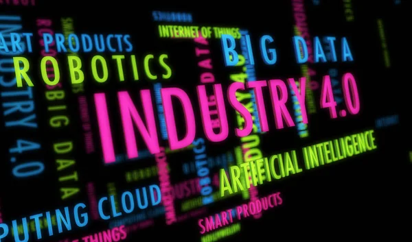 Industry Revolution Kinetic Text Abstract Concept Background Artificial Intelligence Digital — Stock Photo, Image