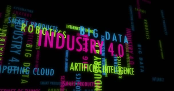 Industri Revolution Kinetisk Text Abstrakt Koncept Loop Animerade Artificiell Intelligens — Stockvideo