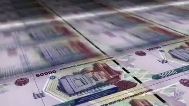 Usbekistan Summendruck Von Geldblättern Uzs Banknotendruck Nahtloses Und Gelooptes Hintergrundkonzept — Stockvideo