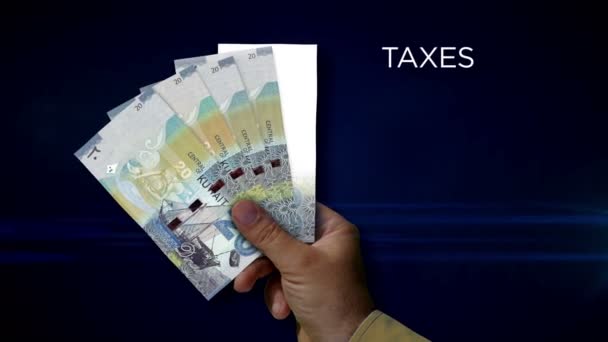 Nota Carta Dinar Kuwait Possesso Ventilatore Banconote Kwd Mano Concetto — Video Stock