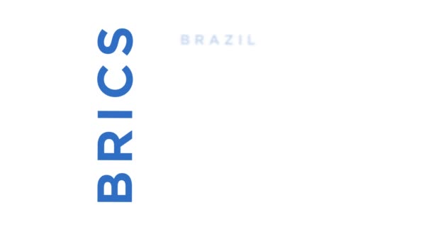 Brics Κινητική Κείμενο Αφηρημένη Έννοια Βρόχο Κινουμένων Σχεδίων Βραζιλία Ρωσία — Αρχείο Βίντεο