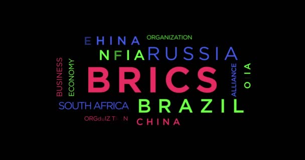 Brics 텍스트 애니메이션 브라질 러시아 남아프리카 타이포그래피 원활한 애니메이션 — 비디오