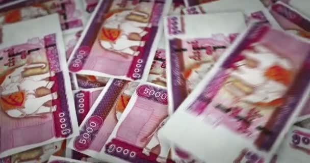 Myanmar Kyat Groeit Veel Geld Mmk Bankbiljetten Roteren Naadloze Geschakelde — Stockvideo