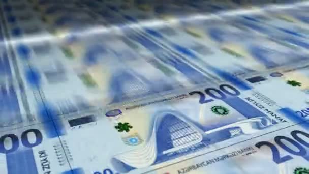 阿塞拜疆马纳特印钞 Azn钞票循环打印 经济危机 通货膨胀和商业的无缝隙循环背景概念 — 图库视频影像