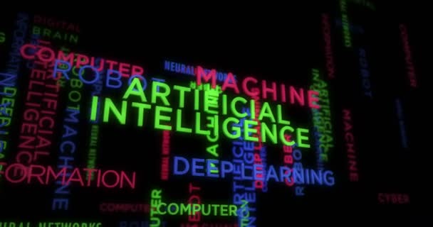 Intelligence Artificielle Texte Cinétique Concept Abstrait Animé Apprentissage Automatique Profond — Video