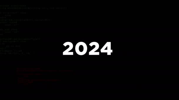 2024 Letý Symbol Zkresleným Chybovým Efektem Bezproblémový Smyčkový Abstraktní Koncept — Stock video