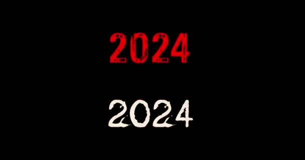 2024 Ano Símbolo Com Distorcida Efeito Falha Sem Costura Loopable — Vídeo de Stock