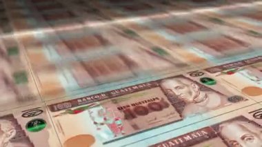 Guatemala quetzal para kâğıdı baskısı. GTQ banknotları döngü baskısı. Kusursuz ve döngülü finans kavramı, ekonomi krizi, enflasyon ve iş dünyası.