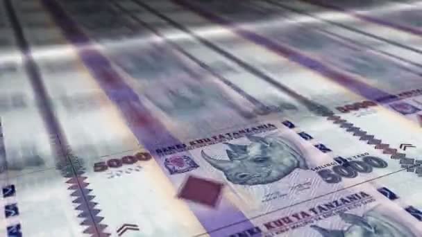 Tanzania Shilling Money Sheet Printing Tzs Banknotes Loop Print Seamless — Stock Video