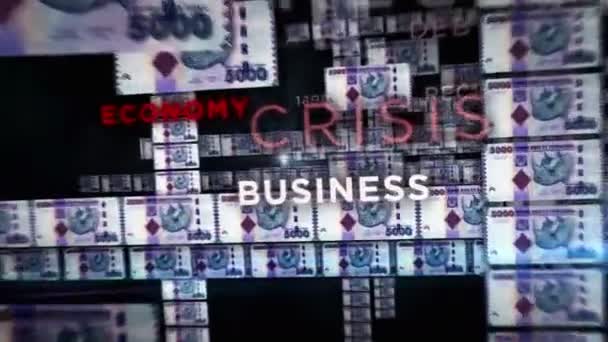 Tanzanya Şilin Para Döngüsü Animasyon Tzs Banknotları Arasında Uçan Kamera — Stok video