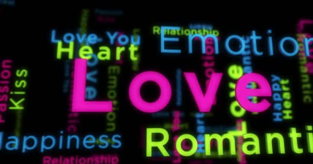 Amor Texto Cinético Concepto Abstracto Bucle Animado Amor Romántico Felicidad — Vídeo de stock