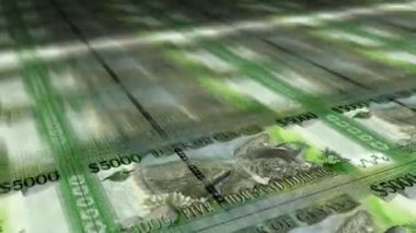 Guyana Doları para kağıdı baskısı. Guyanese GYD banknotları döngü baskısı. Kusursuz ve döngülü finans kavramı, ekonomi krizi, enflasyon ve iş dünyası.